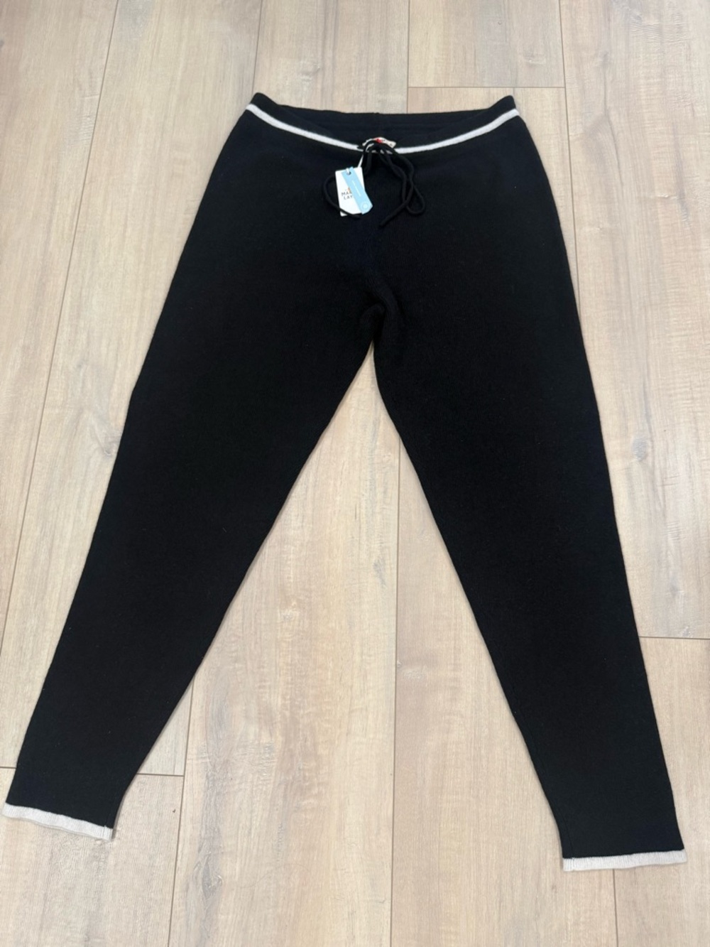 Marine Layer Black Cashmere Jogger Pants with White Trim